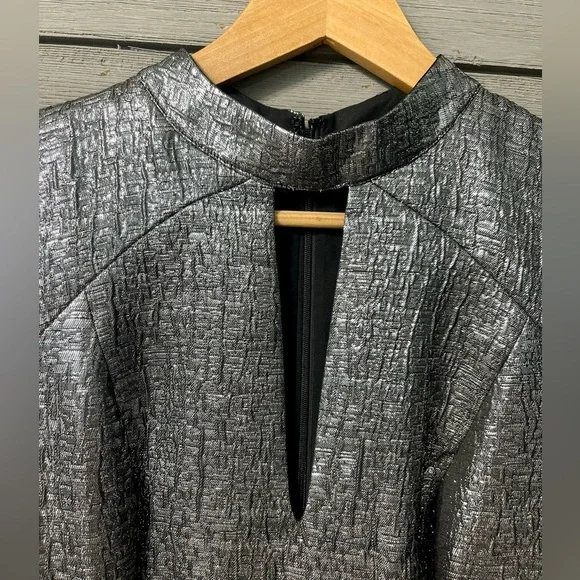 NWT Susana Monaco Silver Chrome Metallic Bodycon Pencil Midi Dress Sz 6 Wedding - Picture 3 of 14